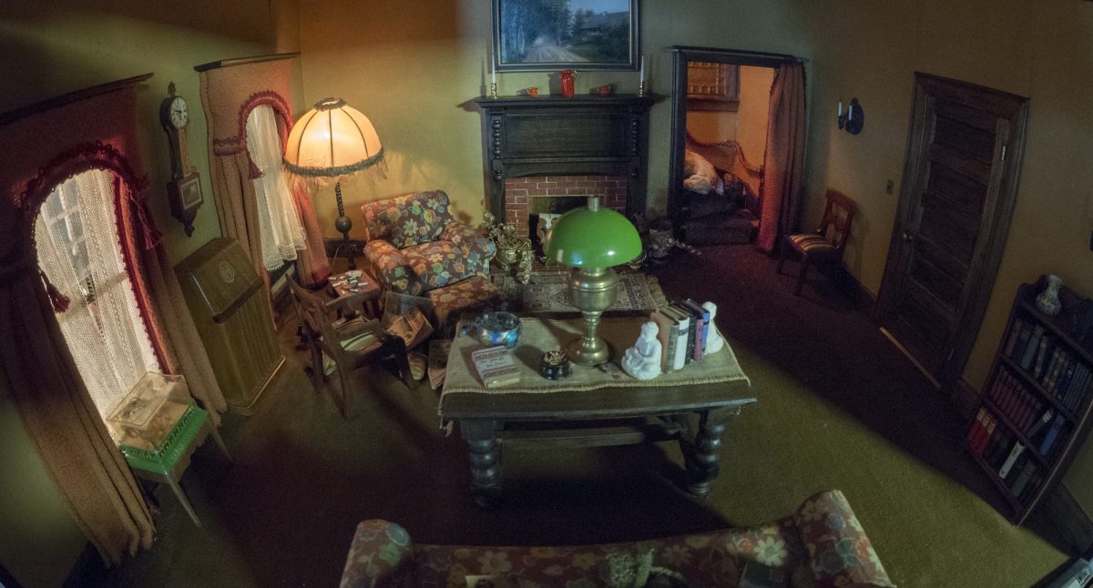 Frances Glessner Lee, Living Room (detail), about 1943-48. Collection of the Harvard Medical School, Harvard University, Cambridge, MA, courtesy of the Office of the Chief Medical Examiner, Baltimore, MD
